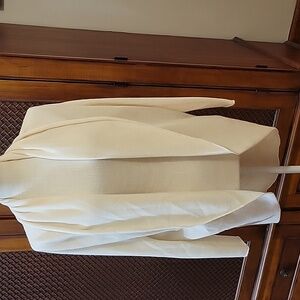 Cortland Park | 100% Cashmere Open Front Cardigan Sweater Off White - Size XS